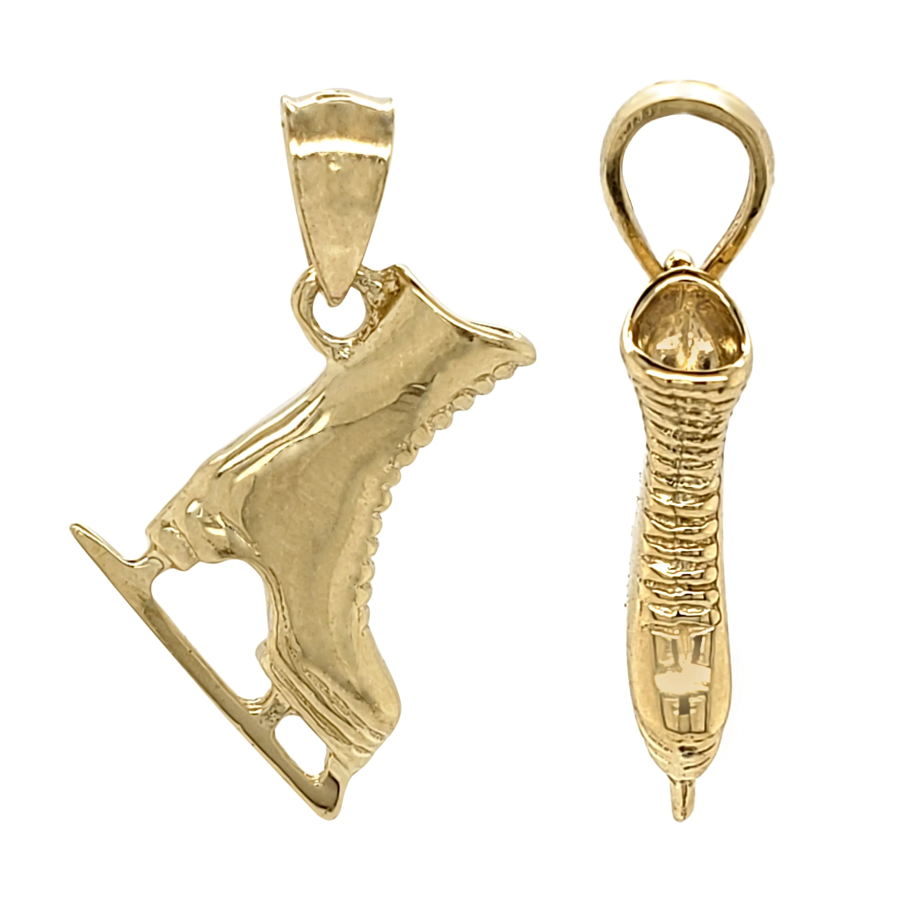 14k Yellow White or Rose Gold Figure Ice Skating Shoes Charm Pendant 2.4 grams