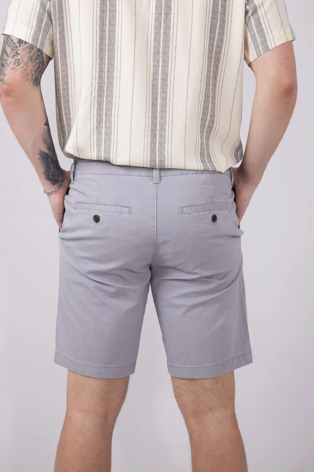 1897 Legends 9” Heavy Washed Twill Flat Front Shorts for Men in Light Grey | 5GLL1223-LTGRY