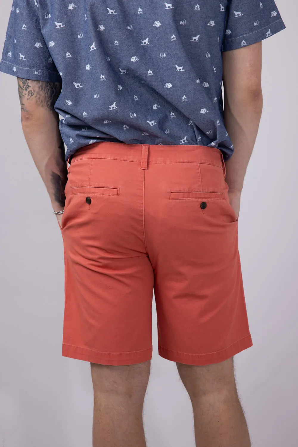 1897 Legends 9” Heavy Washed Twill Flat Front Shorts for Men in Red | 5GLL1223-NANTUCKETRED