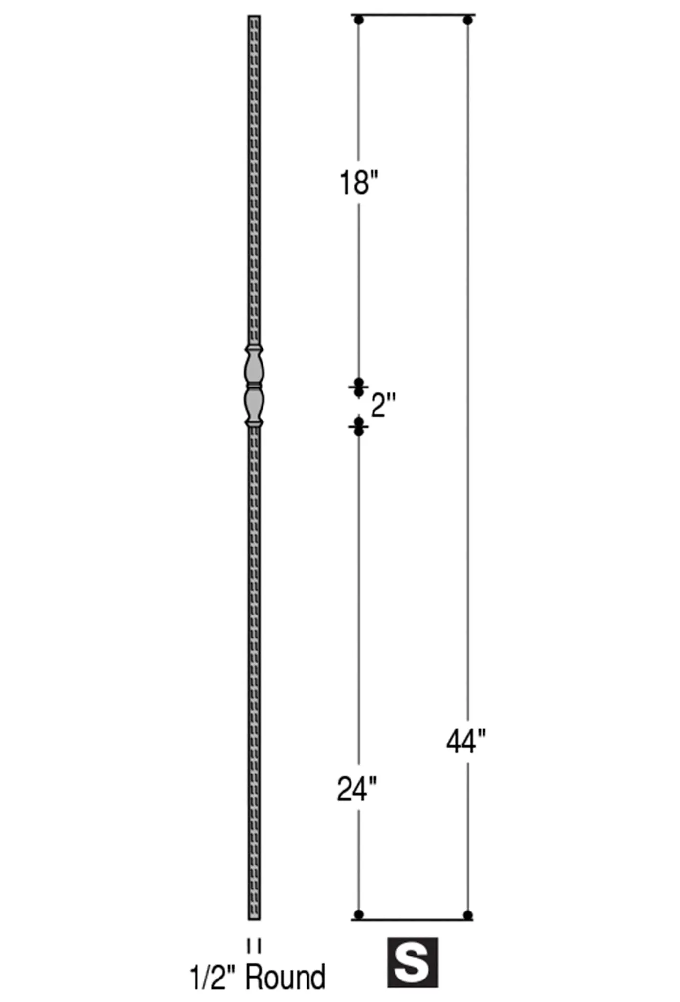 2770 Series R601 Single Urn Victorian Iron Baluster