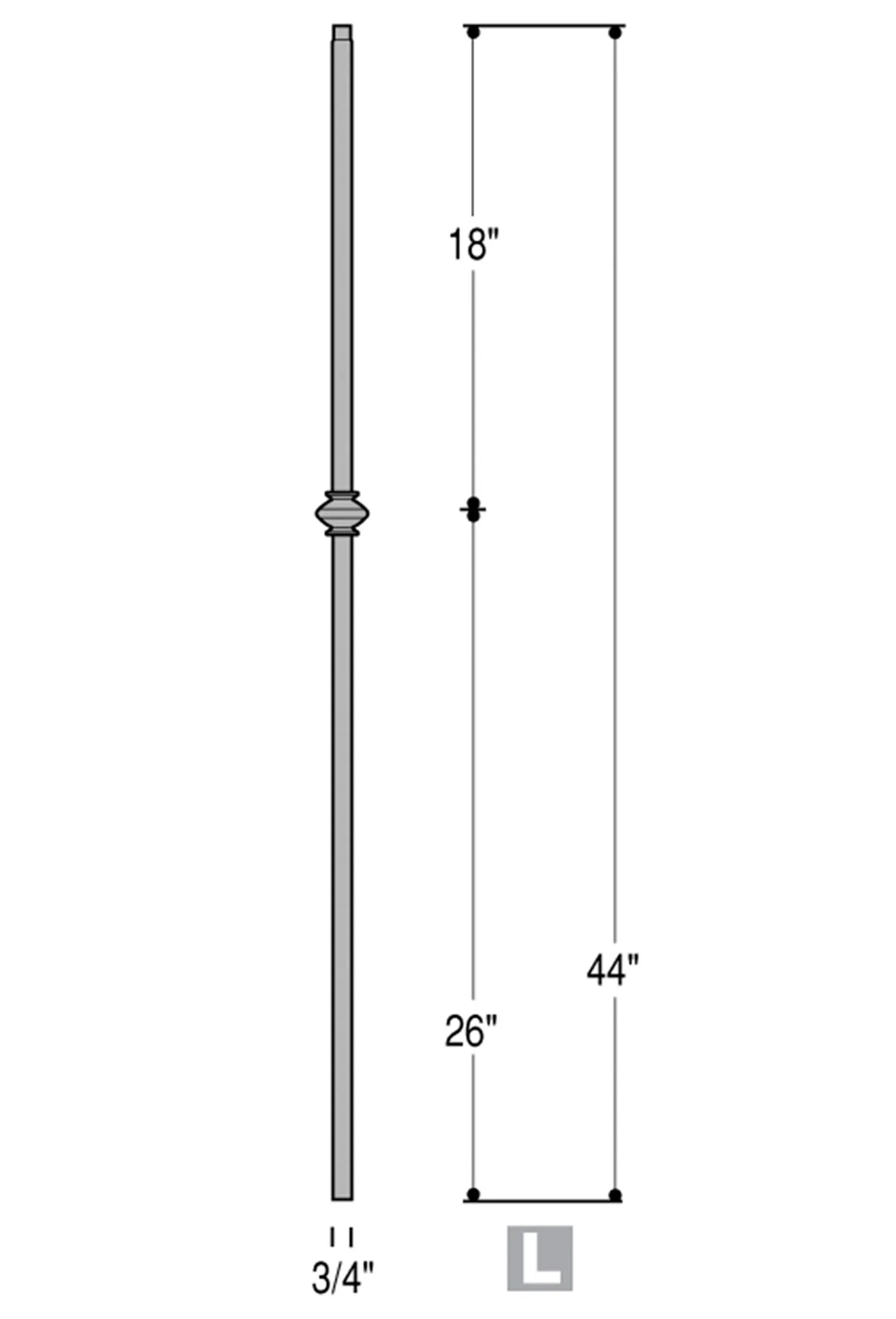 2856 Series MEGA-1KNUC Single Knuckle Mega Iron Baluster