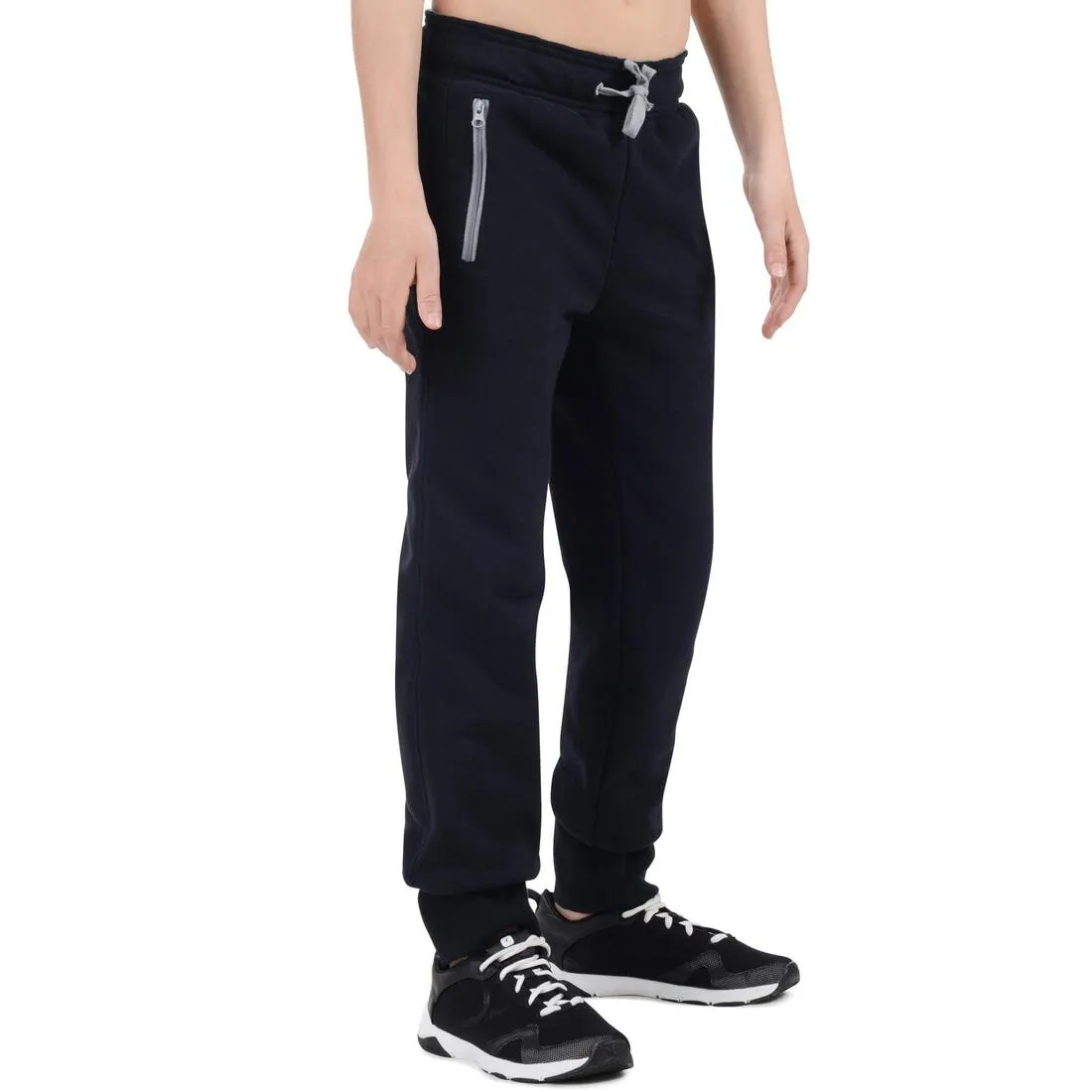 520 Boys' Slim-Fit Warm Gym Bottoms With Pockets - Black