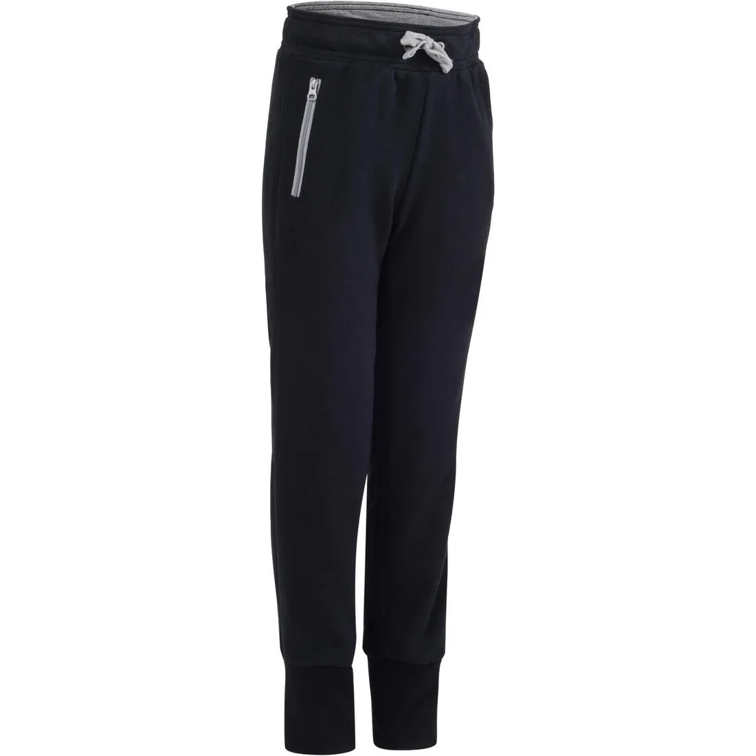 520 Boys' Slim-Fit Warm Gym Bottoms With Pockets - Black