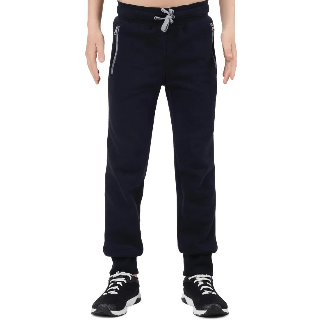 520 Boys' Slim-Fit Warm Gym Bottoms With Pockets - Black