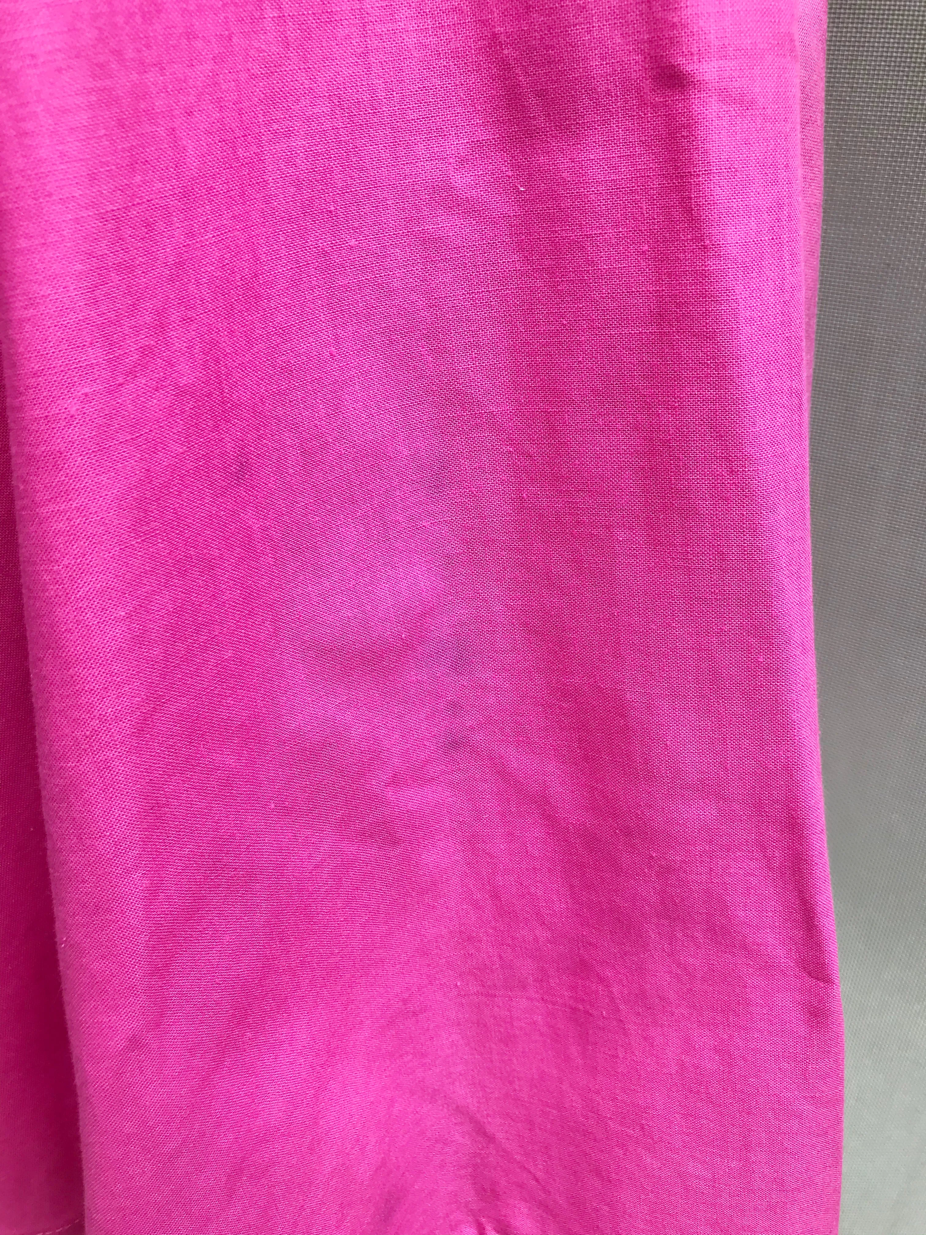 80s Bright Pink Belted Flare Skirt