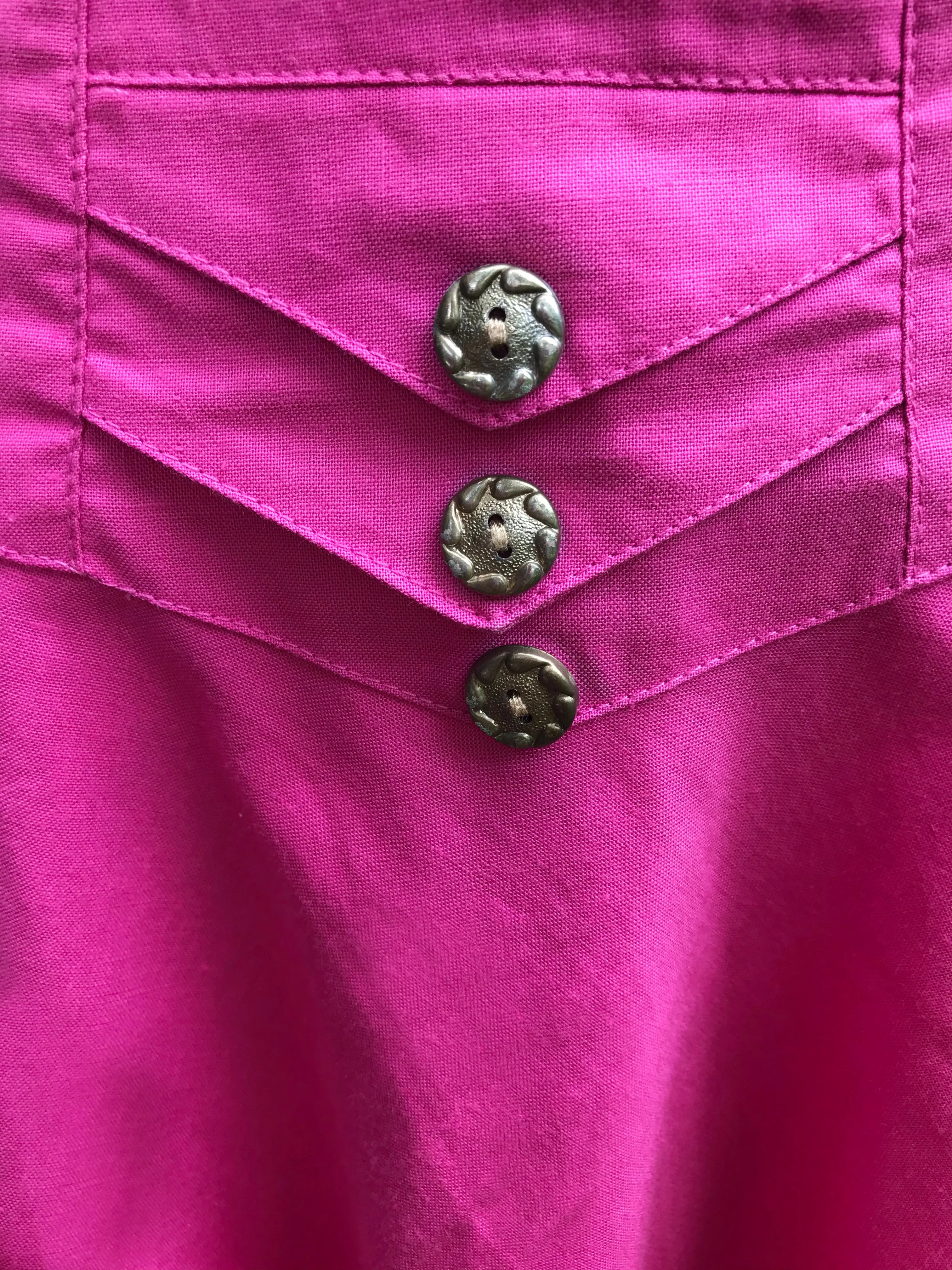 80s Bright Pink Belted Flare Skirt