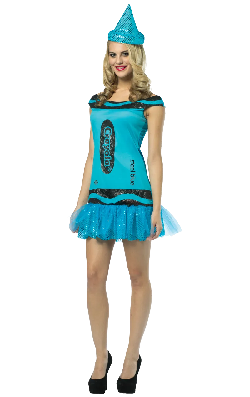Adult Blue Glitter Crayola Costume