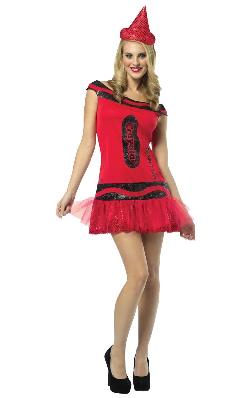 Adult Red Glitter Crayola Costume