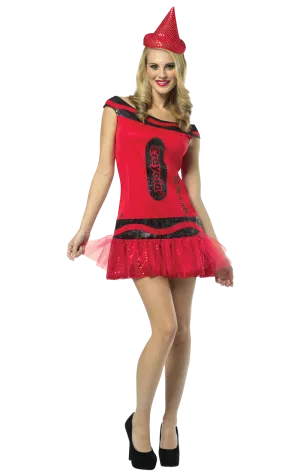 Adult Red Glitter Crayola Costume