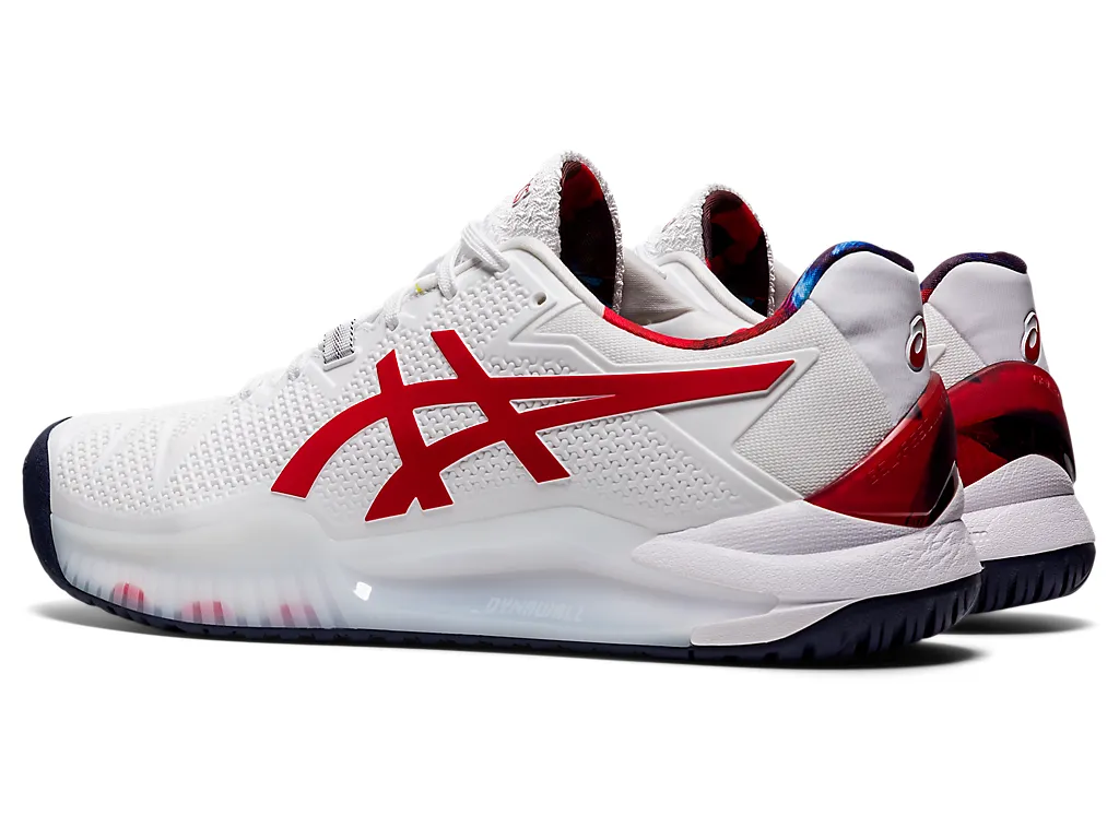 Asics Gel Resolution 8 White/Classic Red Men's Tennis Shoes 1041A292-110 - NEW ARRIVAL
