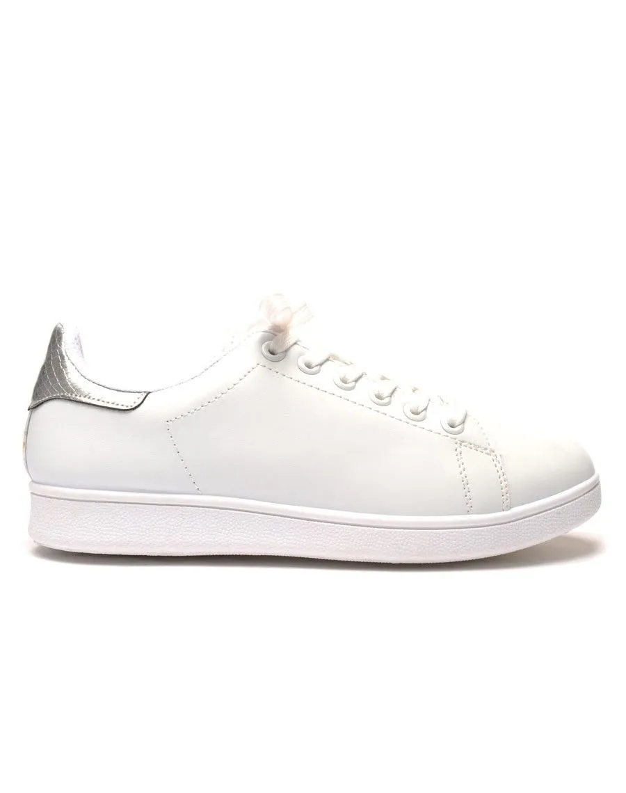 Baskets blanches imprimé python argent