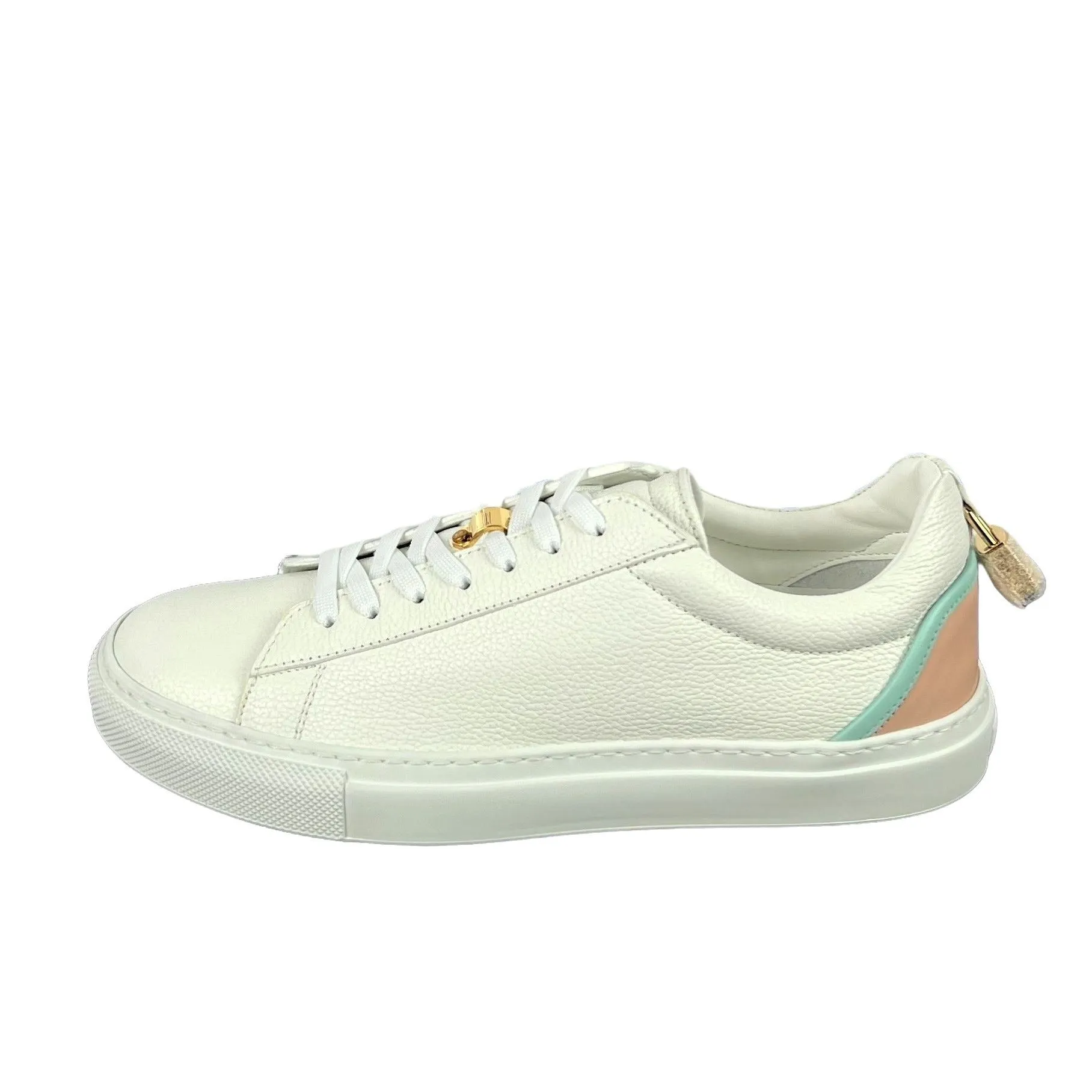 Buscemi Womens Tennis Lock White Trio Leather Sneakers SAMPLE