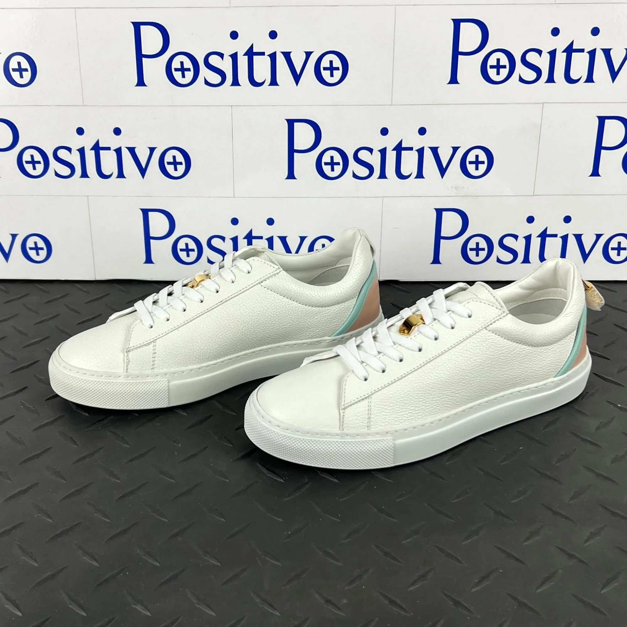 Buscemi Womens Tennis Lock White Trio Leather Sneakers SAMPLE