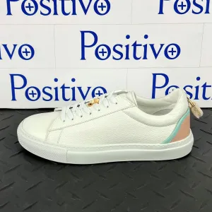 Buscemi Womens Tennis Lock White Trio Leather Sneakers SAMPLE