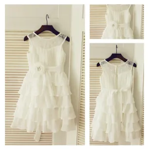 Chiffon Scoop Sleeveless Layers Long Flower Girl Dresses