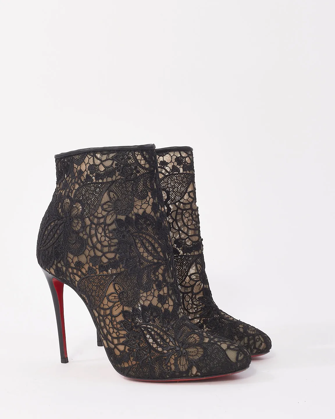 Christian Louboutin Black Lace Miss Tennis Ankle Boots - 37.5