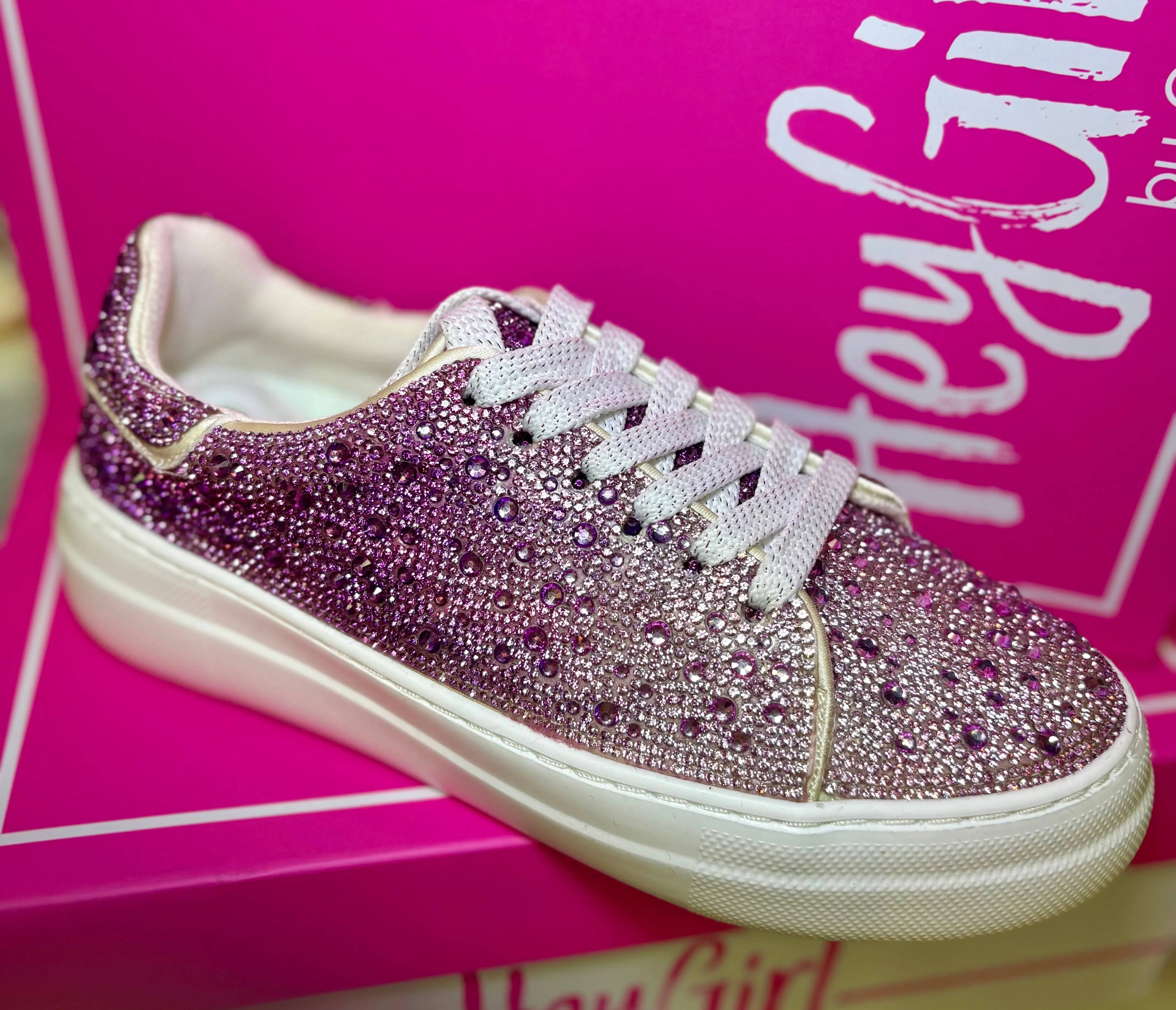 Corkys purple ombré bedazzled tennis shoes