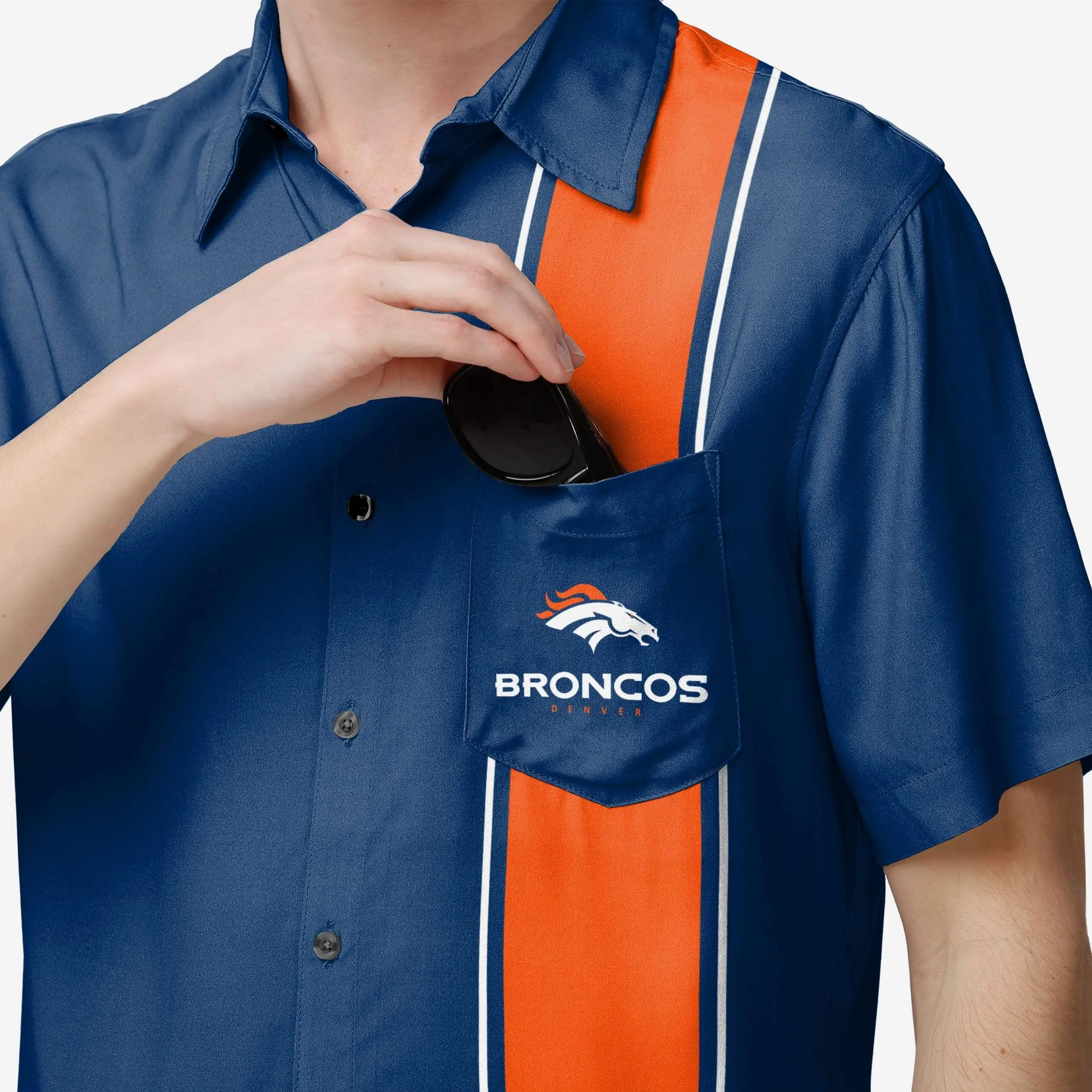 Denver Broncos Bowling Stripe Button Up Shirt