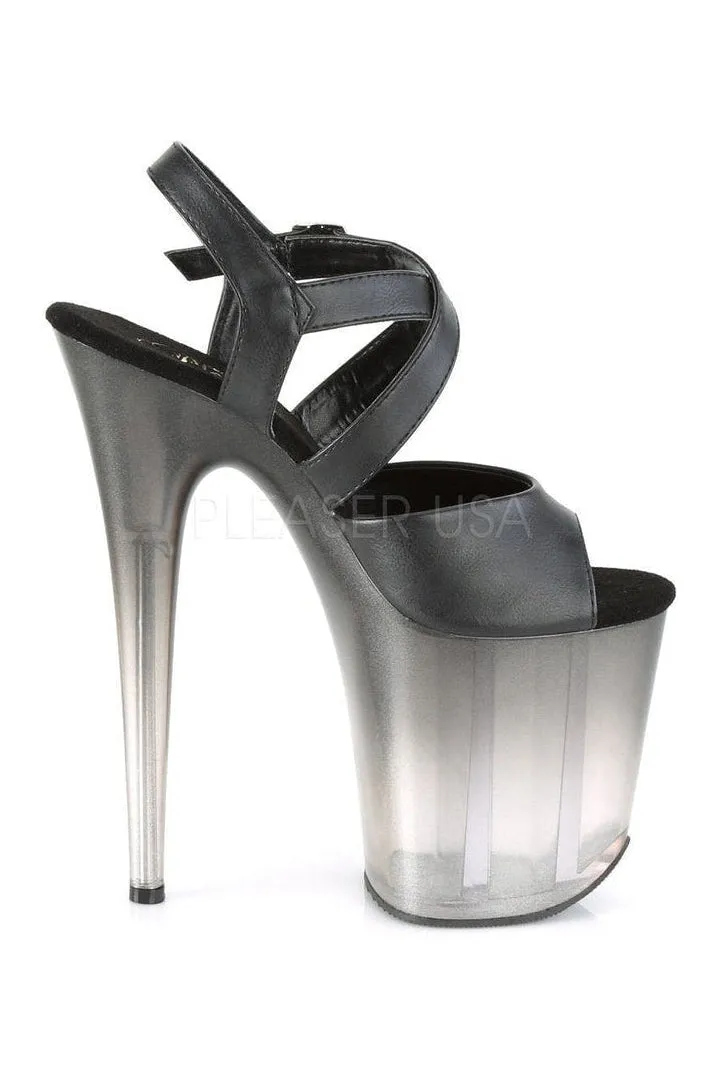 FLAMINGO-822T Exotic Platform Sandal | Black Faux Leather