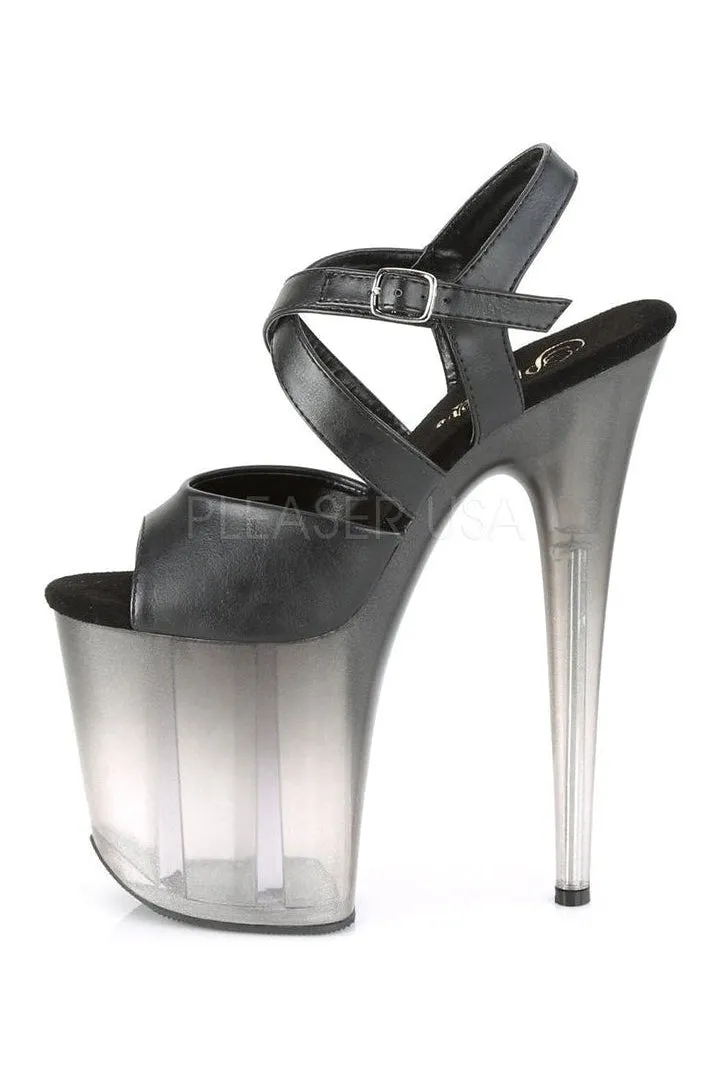 FLAMINGO-822T Exotic Platform Sandal | Black Faux Leather