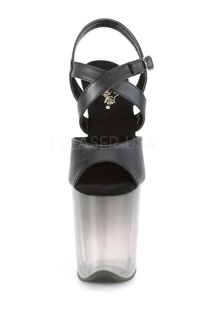 FLAMINGO-822T Exotic Platform Sandal | Black Faux Leather