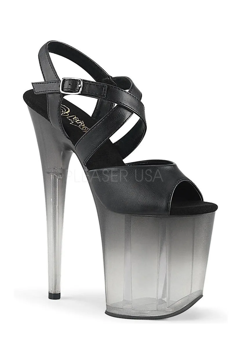 FLAMINGO-822T Exotic Platform Sandal | Black Faux Leather