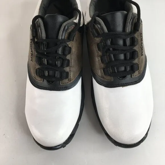 Footjoy GreenJoy Leather Athletic Golf Shoe Mens Size 8 45516 White Brown Black