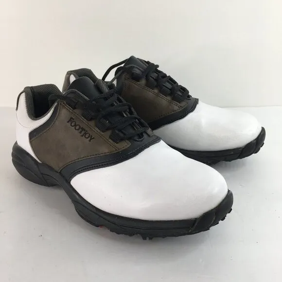 Footjoy GreenJoy Leather Athletic Golf Shoe Mens Size 8 45516 White Brown Black