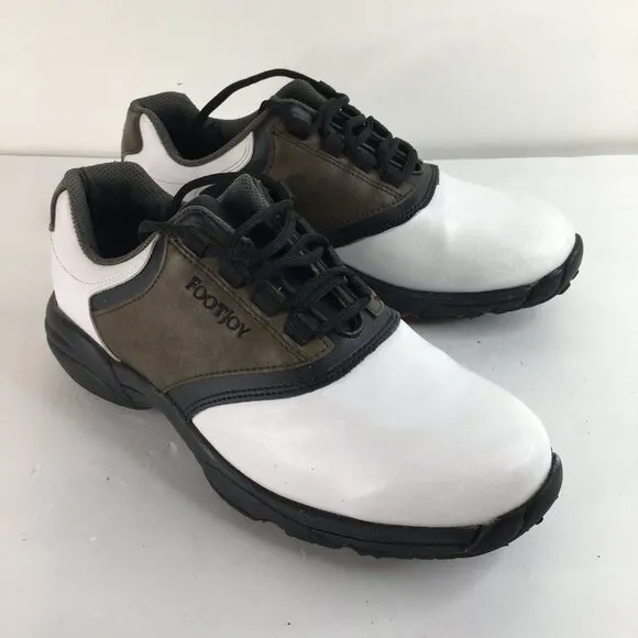 Footjoy GreenJoy Leather Athletic Golf Shoe Mens Size 8 45516 White Brown Black