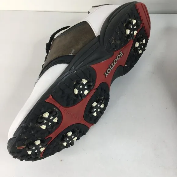 Footjoy GreenJoy Leather Athletic Golf Shoe Mens Size 8 45516 White Brown Black