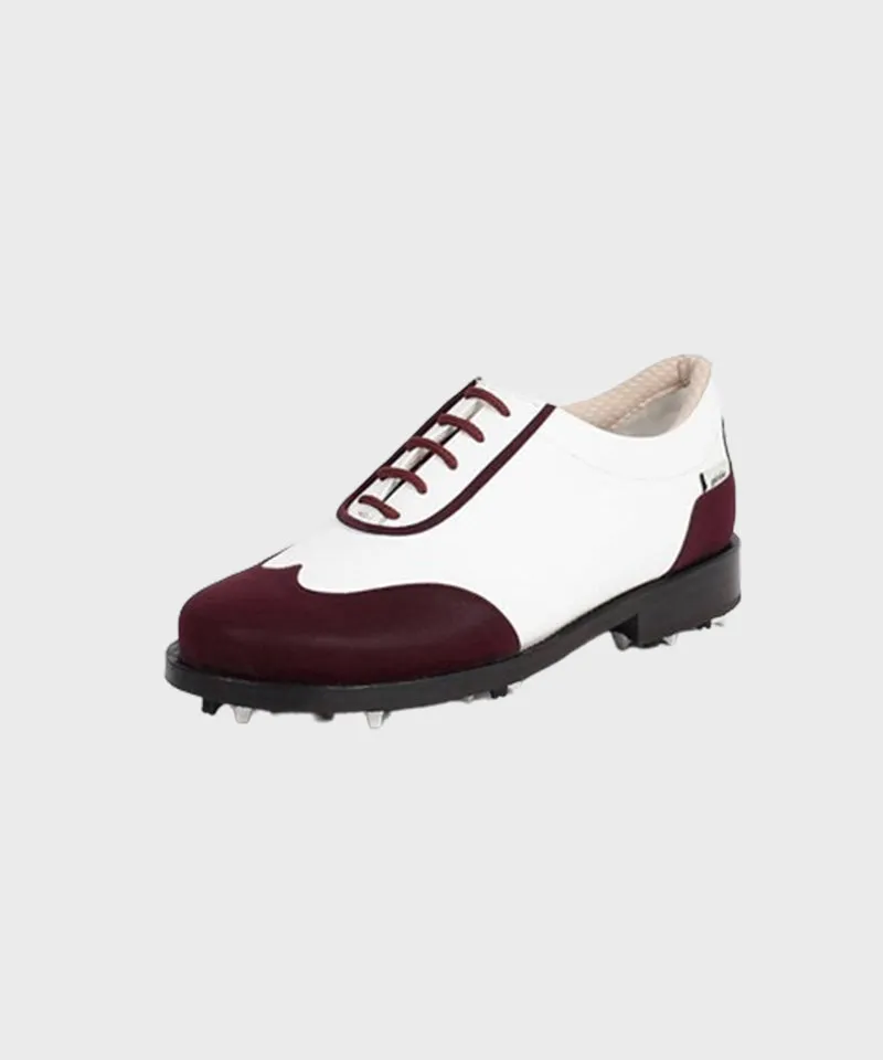 Giclee Women's Under Score Premium Leather Golf Shoes - Burgundy