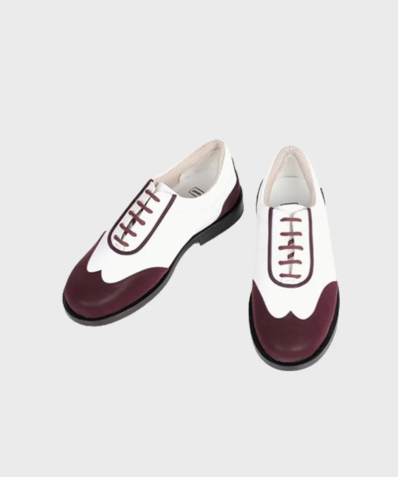 Giclee Women's Under Score Premium Leather Golf Shoes - Burgundy