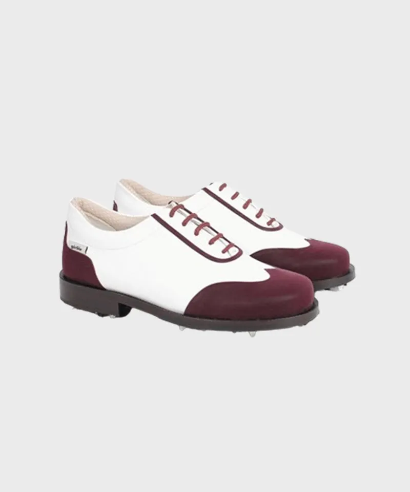 Giclee Women's Under Score Premium Leather Golf Shoes - Burgundy