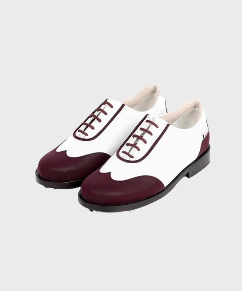 Giclee Women's Under Score Premium Leather Golf Shoes - Burgundy