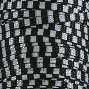 Glitter Flat Laces Custom Length with Tip - Black/White Stripe (1 Pair Pack) Shoelaces