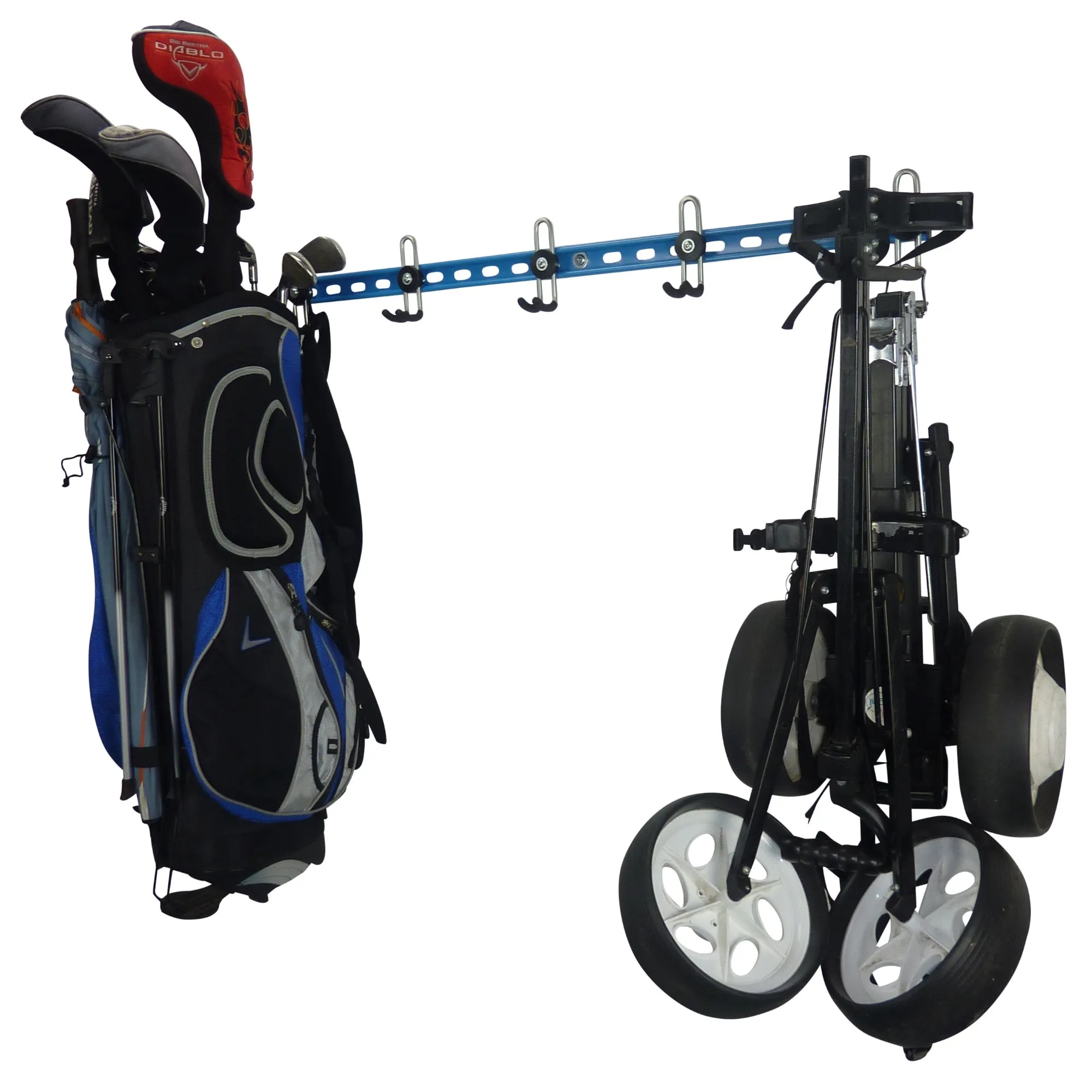 Golf club wall storage - extra GearHooks® for golf bags, trolleys, clubs, clothing and shoes. GearHooks®