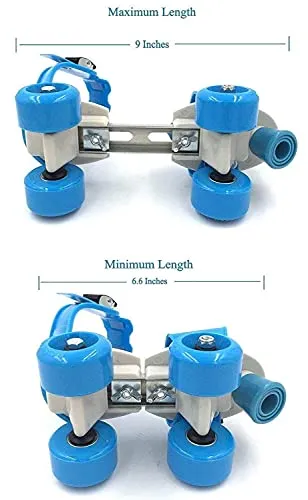 Halfknot Adjustable Plastic Roller Skates Inline Quad for Kids Age Group 5-12 Years 4 Wheel Skating Shoes (Blue)