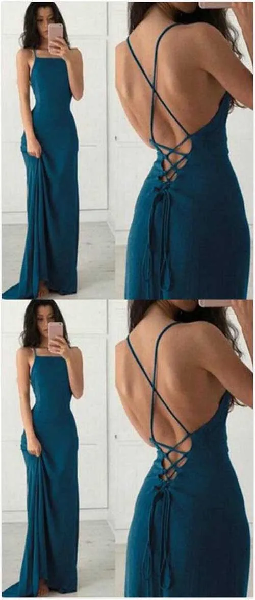 Halter Backless Simple Cheap Chiffon Long Prom Dress with Criss Cross, M174