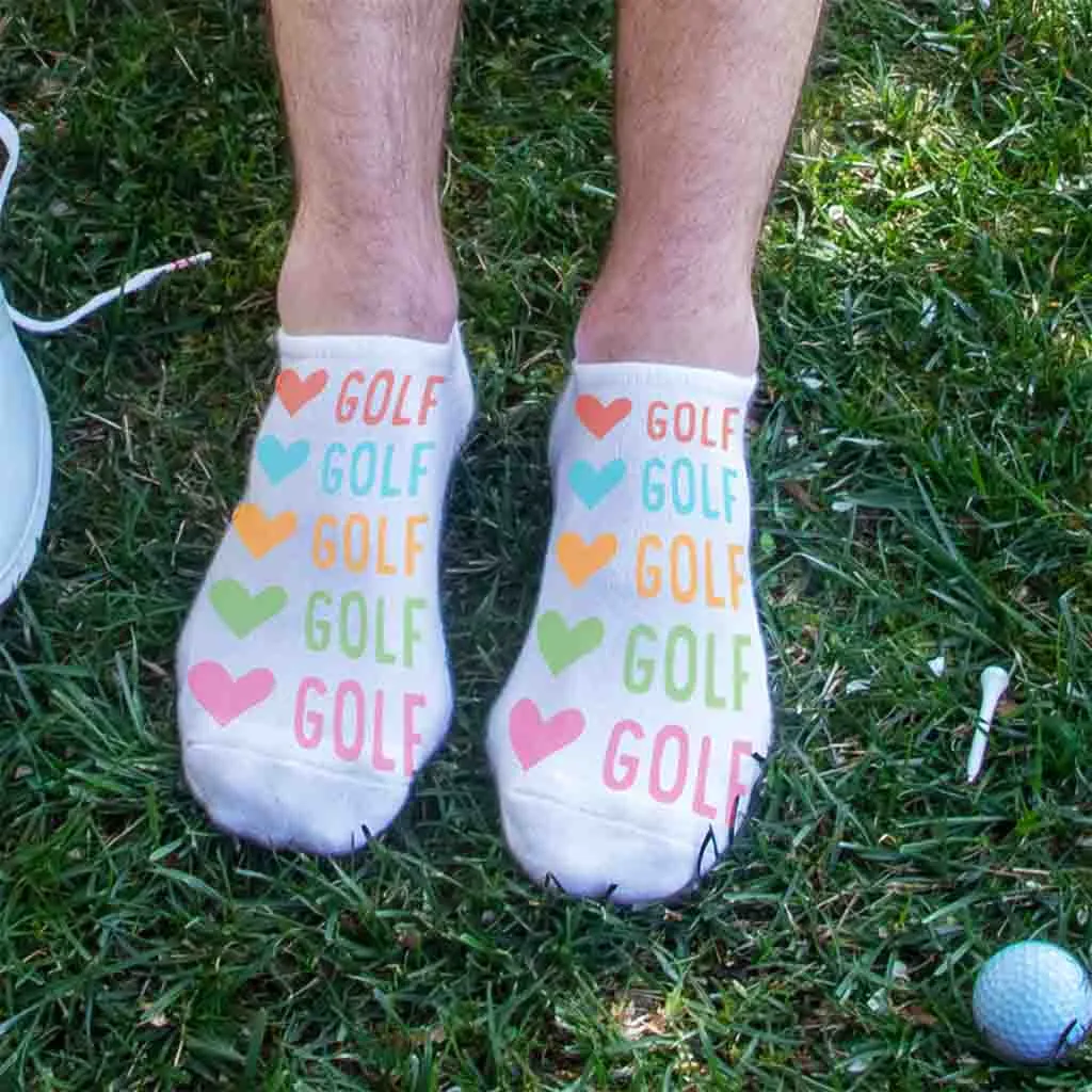Heart & Golf Design No-Show Socks – Fun Golf Socks for Women & Men