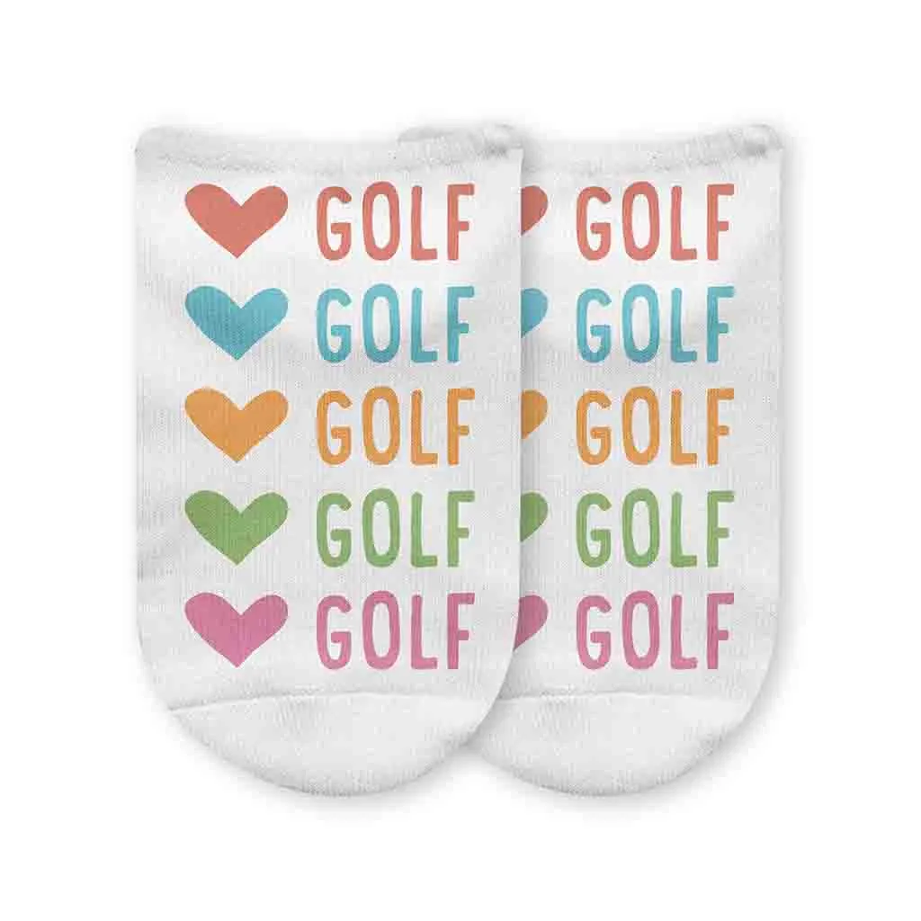 Heart & Golf Design No-Show Socks – Fun Golf Socks for Women & Men