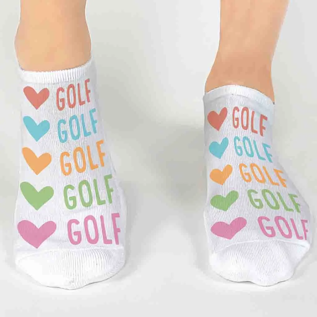 Heart & Golf Design No-Show Socks – Fun Golf Socks for Women & Men