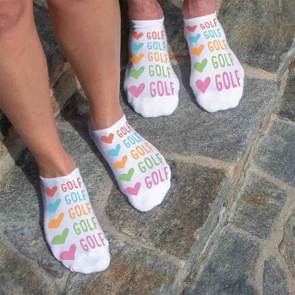 Heart & Golf Design No-Show Socks – Fun Golf Socks for Women & Men