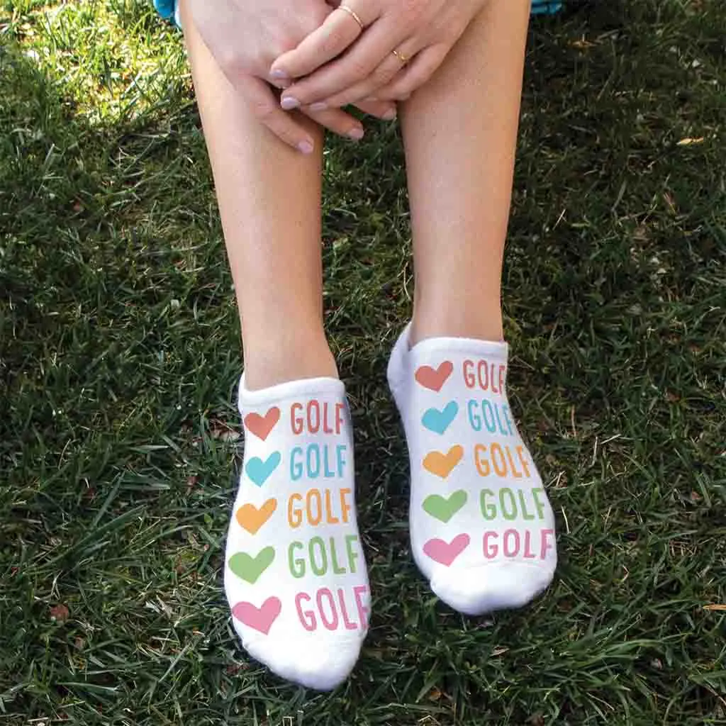 Heart & Golf Design No-Show Socks – Fun Golf Socks for Women & Men