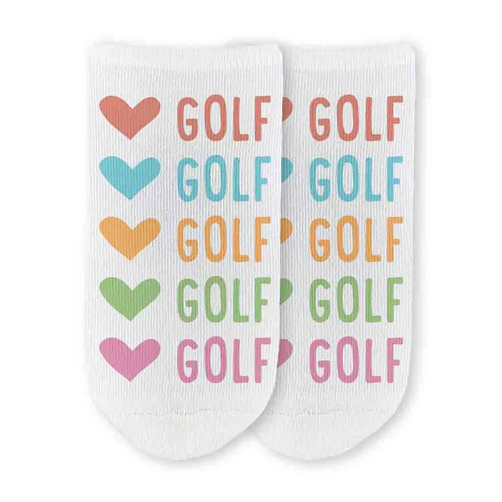 Heart & Golf Design No-Show Socks – Fun Golf Socks for Women & Men