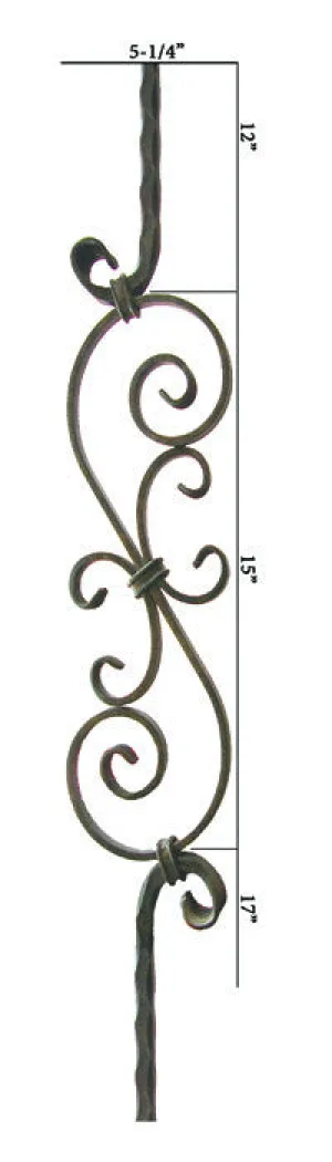 HF 2.9.8 Large Spiral Scroll Hammered Iron Baluster