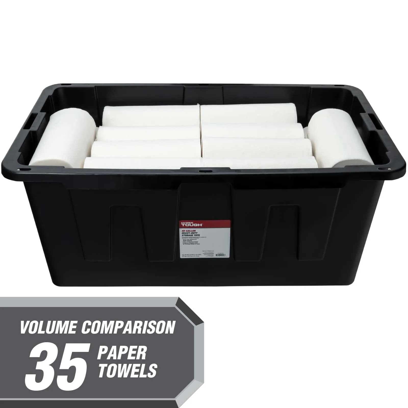 Hyper Tough 40 Gallon Snap Lid Plastic Storage Bin, Black/Red - new