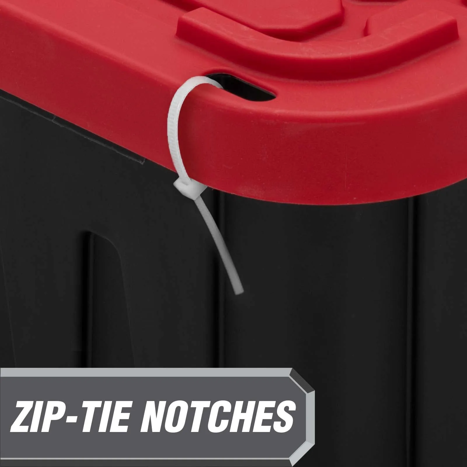 Hyper Tough 40 Gallon Snap Lid Plastic Storage Bin, Black/Red - new