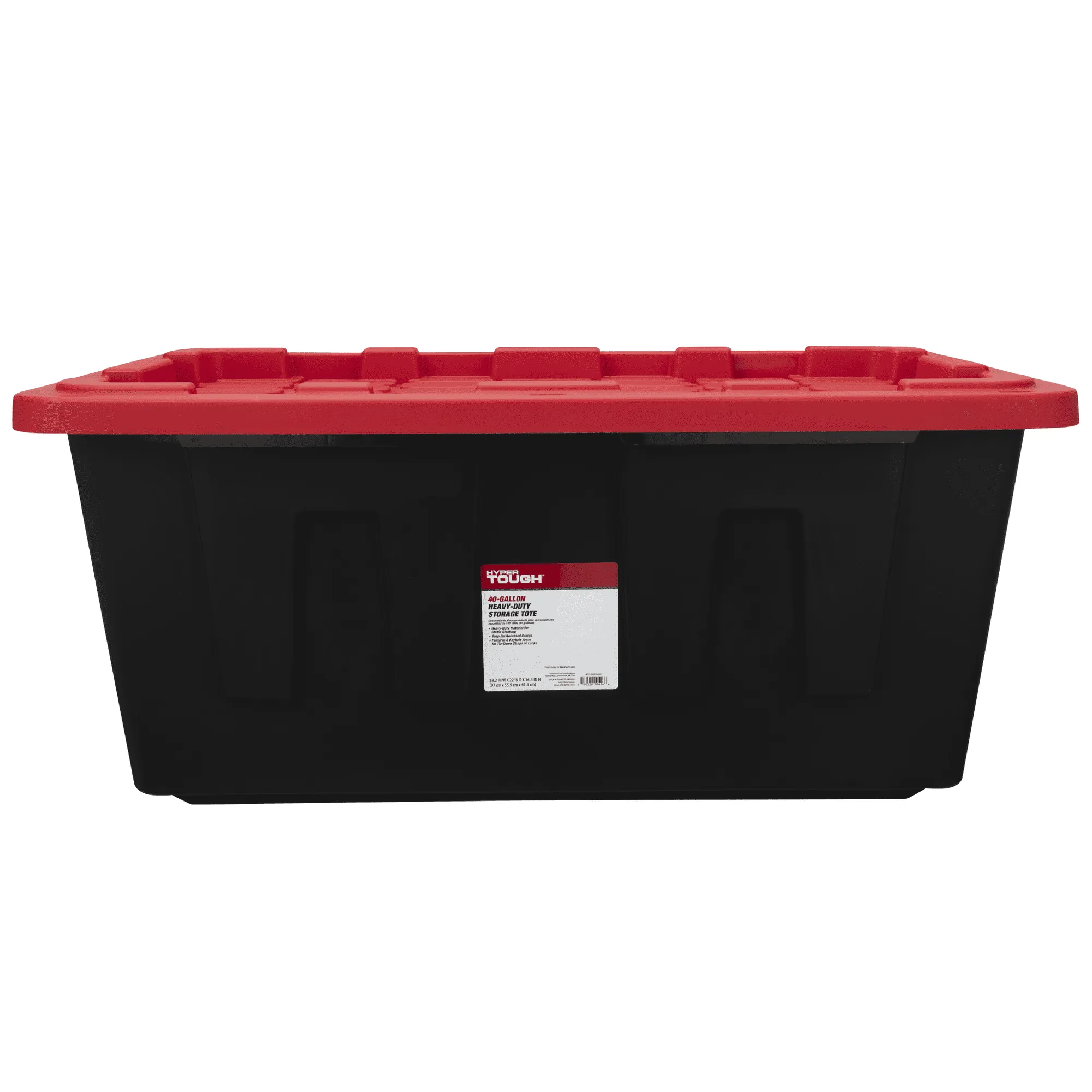 Hyper Tough 40 Gallon Snap Lid Plastic Storage Bin, Black/Red - new