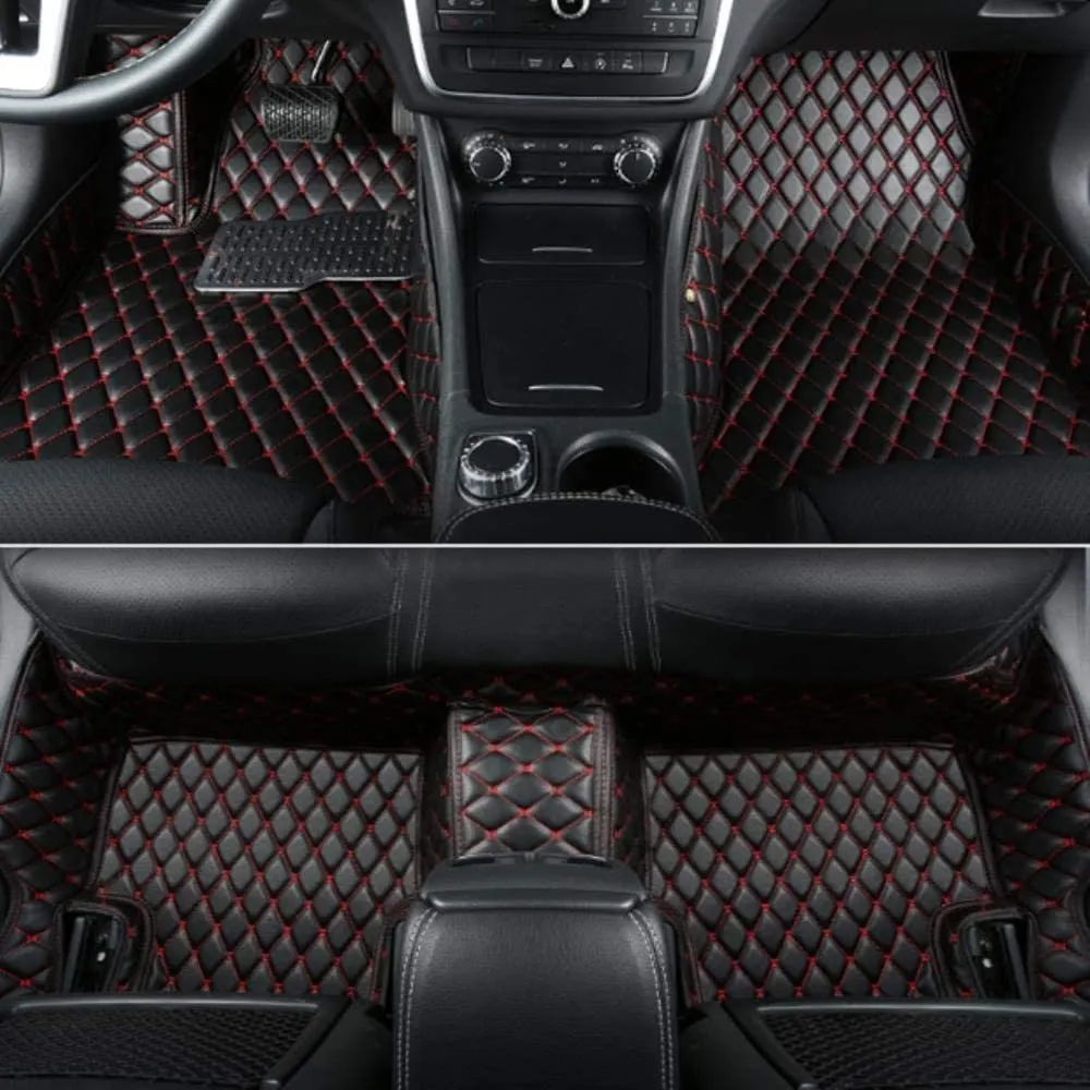 JTXWANG Custom Making Car Floor Mats for Audi BMW Cadillac Dodge Mercedes-Benz Ford Honda Infiniti Jeep Lexus Toyota Nissan Hyundai Kia 2002-2024 (5,Black Red)