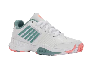 K-Swiss Kids Court Express Omni Tennis Shoes in White/Nile Blue/Desert Flower